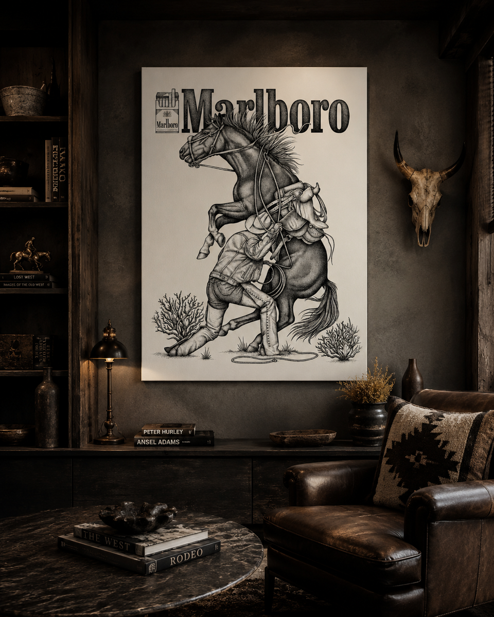 Marlboro Cowboy Vintage Ad Canvas Wall Art – Canvas District