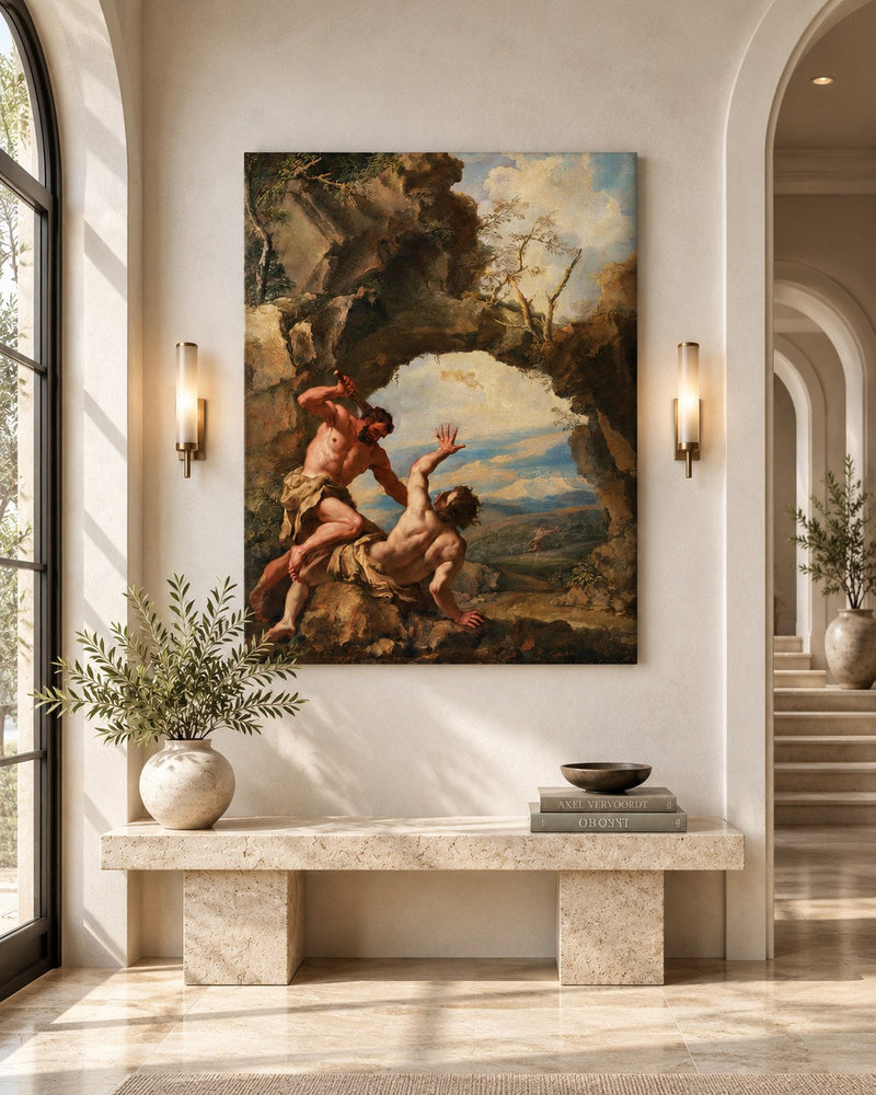 Classic Art canvas in a bright arched entryway