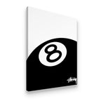 Stussy 8Ball Canvas Wall Art side angle showing wrapped canvas depth and print detail