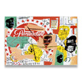 Basquiat-style Paramount pop collage canvas wall art with red stars, African mask, and neo-expressionist layered text
