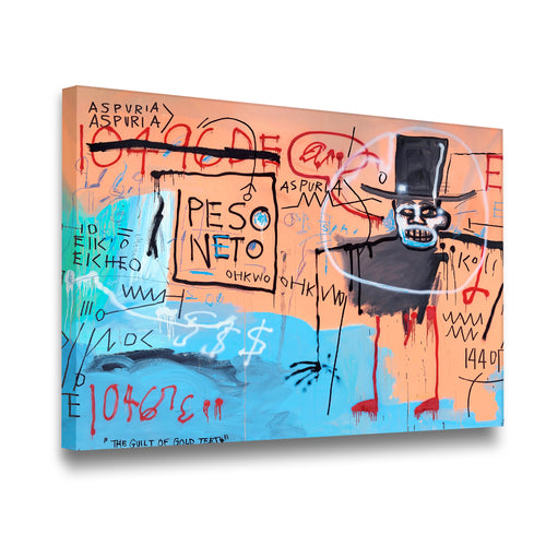 The Guilt of Gold Teeth Basquiat Canvas Wall Art side angle showing wrapped canvas depth and print detail