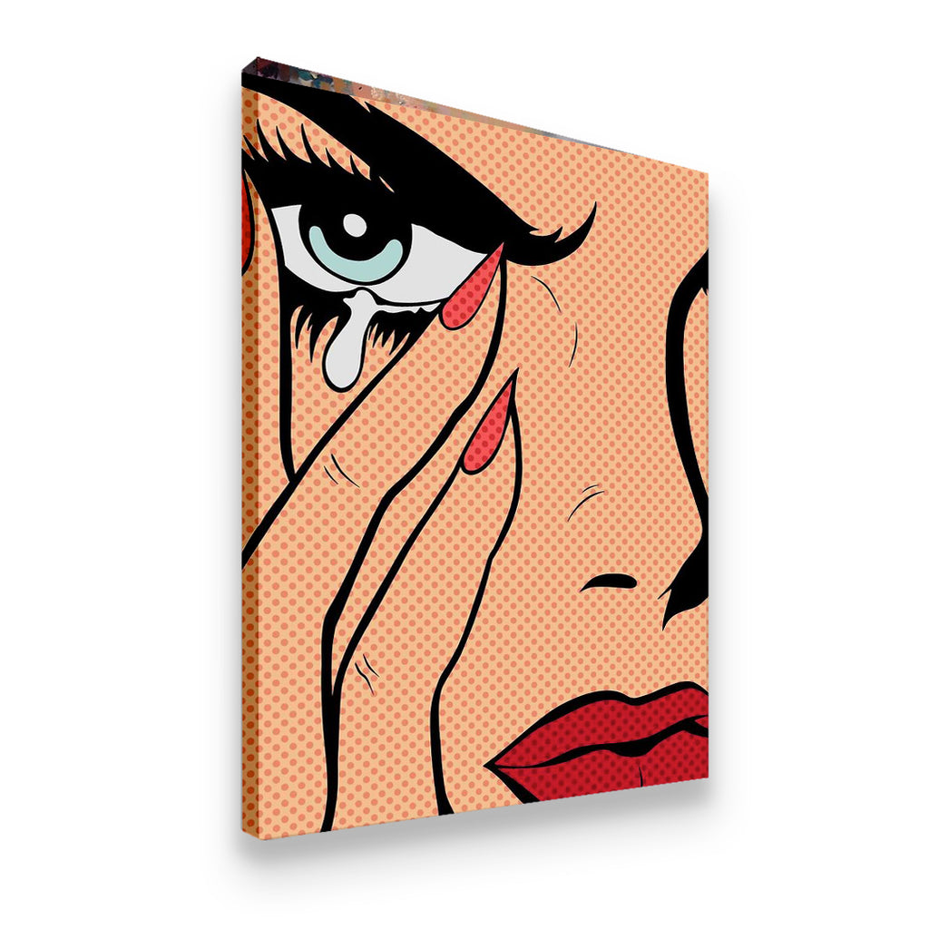 Women Dont Cry Pop Art Canvas Canvas Wall Art side angle showing wrapped canvas depth and print detail