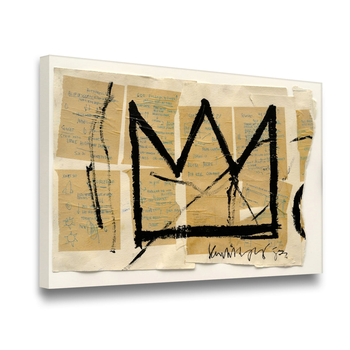 Jean-Michel Basquiat – Untitled (Crown) Canvas Wall Art side angle showing wrapped canvas depth and print detail