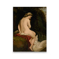 Classical nude Leda and the Swan canvas wall art print with rich oil painting detail on white background