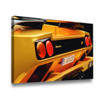 Lamborghini Diablo Yellow Classic Canvas Wall Art side angle showing wrapped canvas depth and print detail