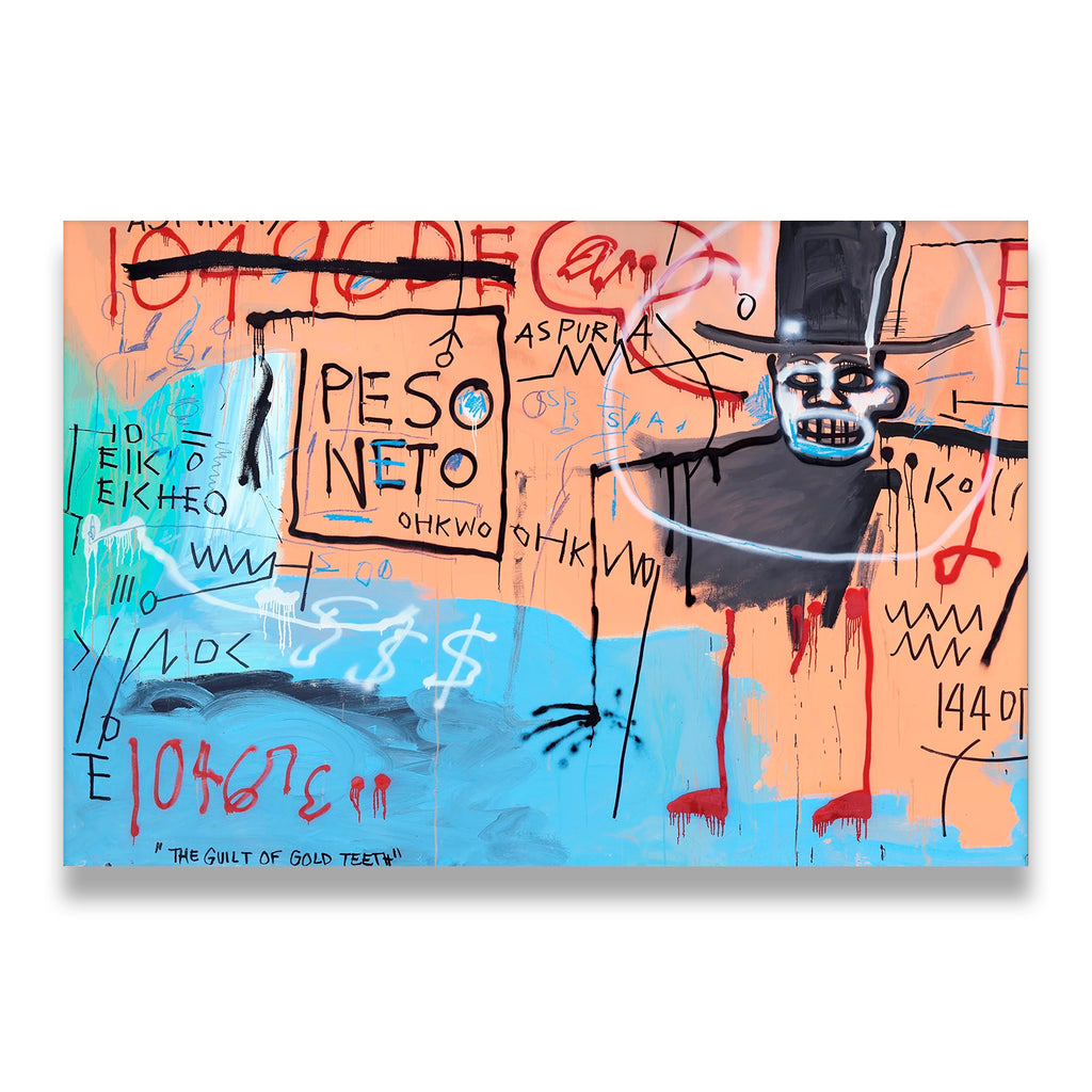 The Guilt of Gold Teeth Basquiat Canvas Wall Art front view on premium gallery-wrapped canvas