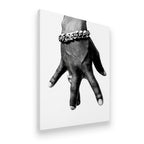 Tupac westside hand Cuban link bracelet and diamond ring canvas wall art — gallery-wrapped side angle view