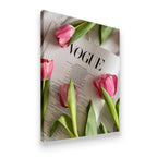 Vogue and Tulips Canvas Wall Art side angle showing wrapped canvas depth and print detail