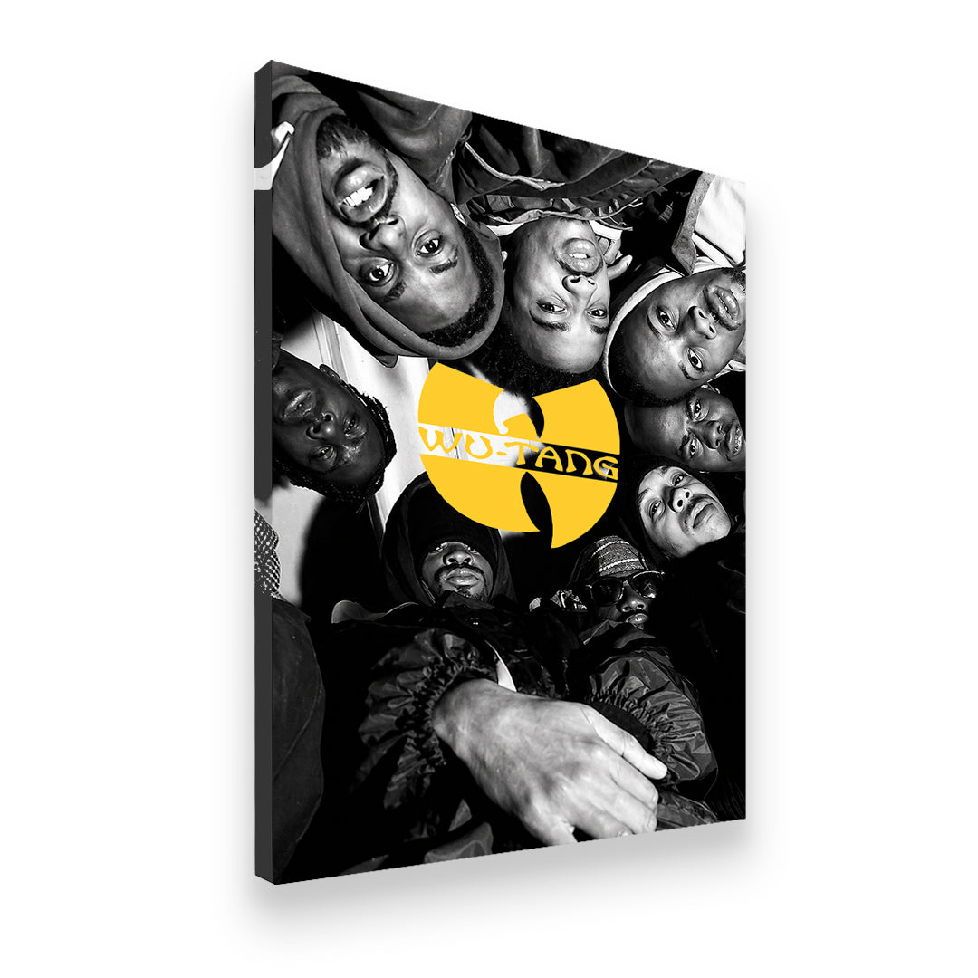 Wu-Tang Clan huddle canvas wall art gallery-wrapped side view showing depth and print quality