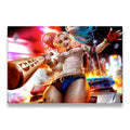 Harley Quinn fan art canvas wall art – Suicide Squad Daddy's Lil Monster design with bat, fishnet, and flames