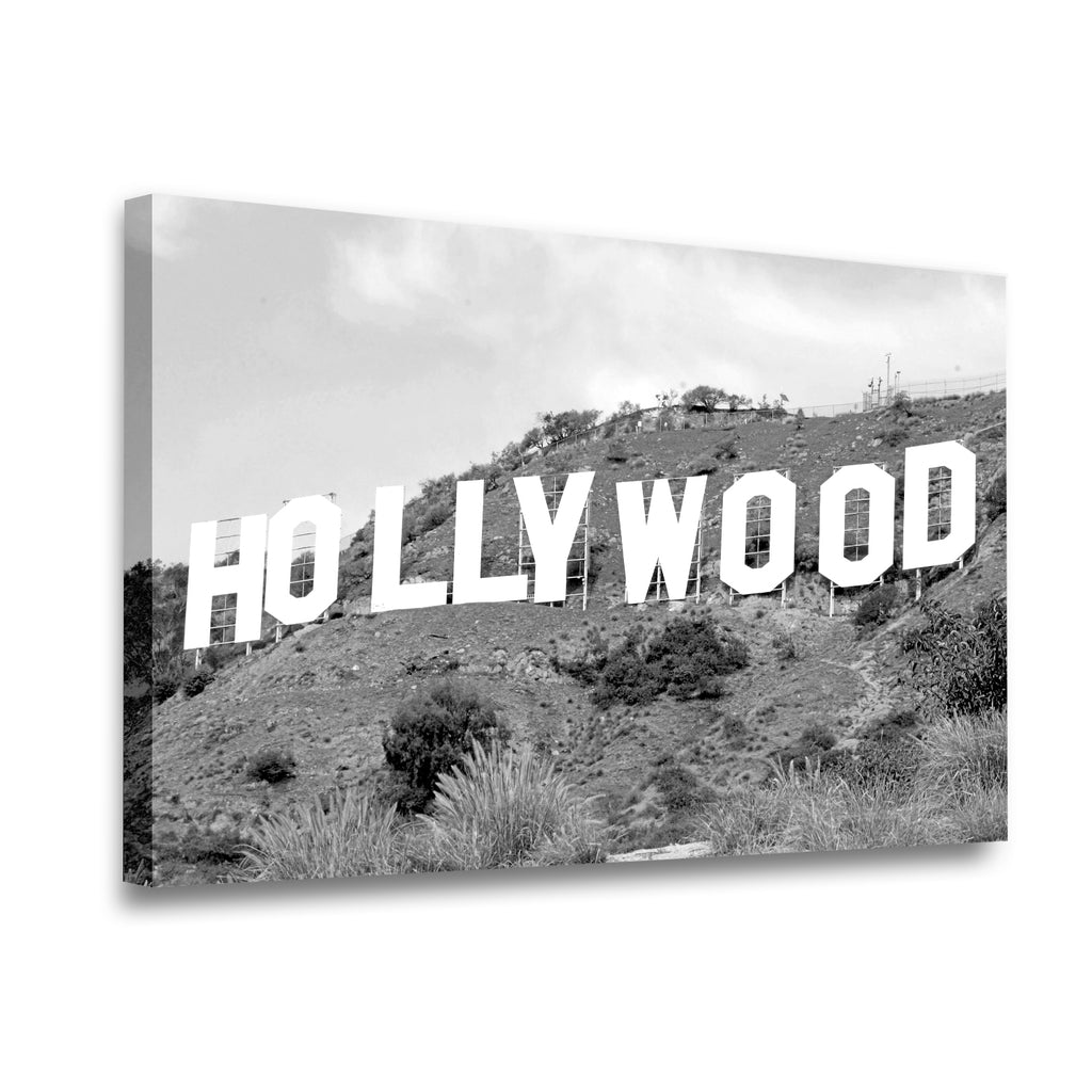 Hollywood Sign Los Angeles Canvas Wall Art side angle showing wrapped canvas depth and print detail
