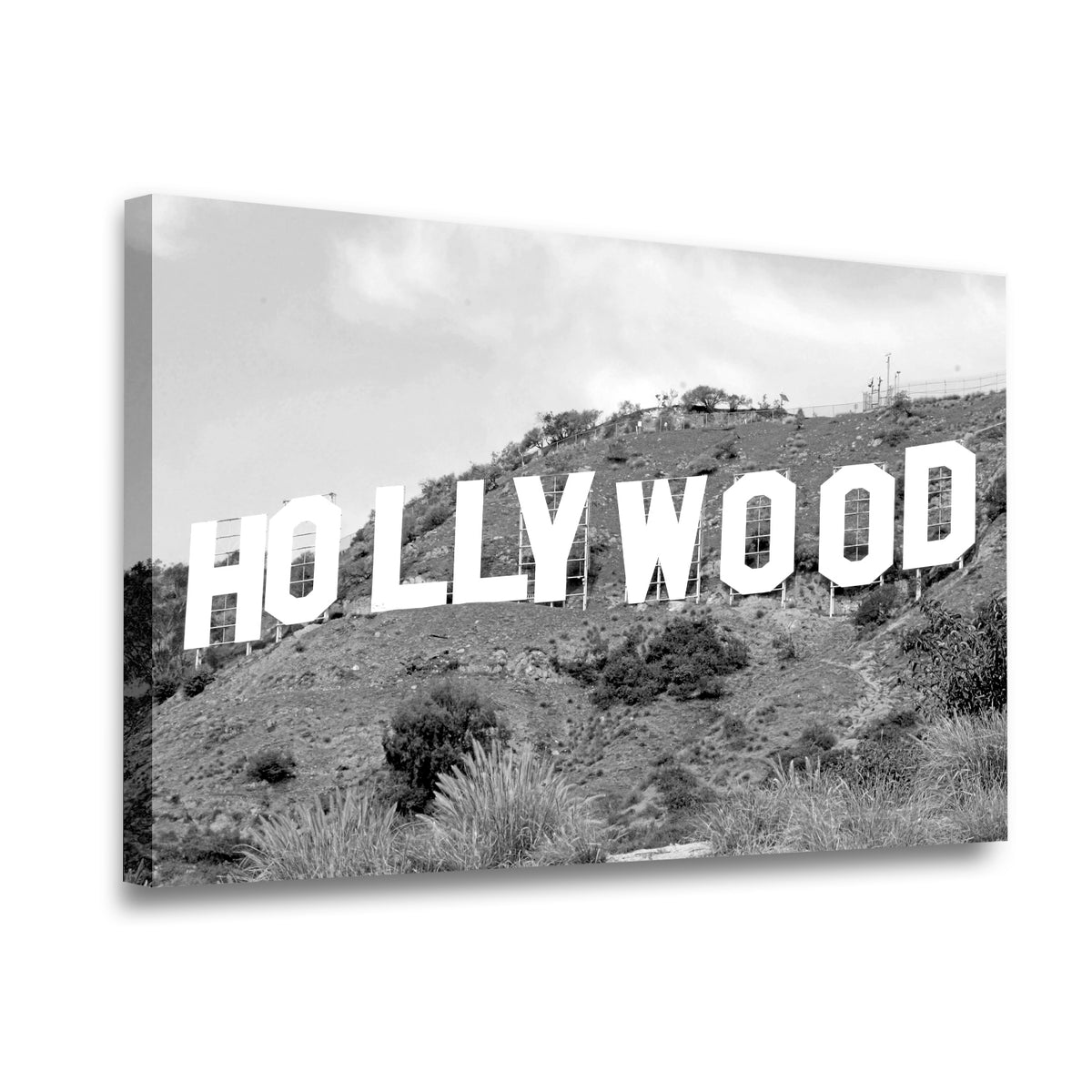 Hollywood Sign Los Angeles Canvas Wall Art side angle showing wrapped canvas depth and print detail