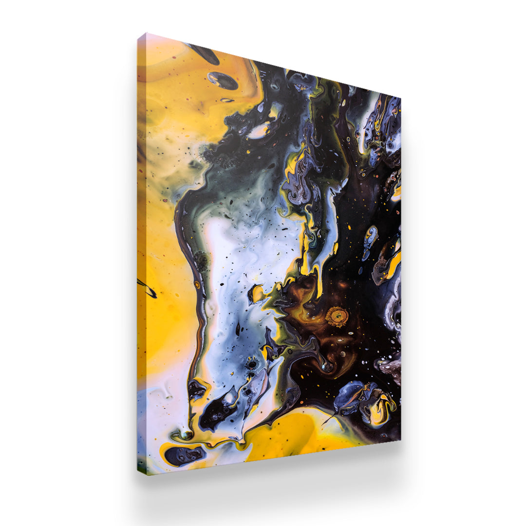 Yellow Marble Canvas Canvas Wall Art side angle showing wrapped canvas depth and print detail