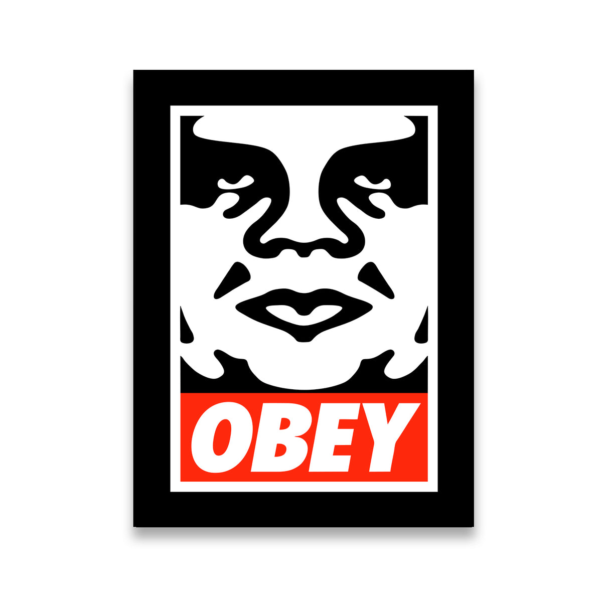 Obey Giant iconic black and white face with red OBEY banner street art canvas wall art print