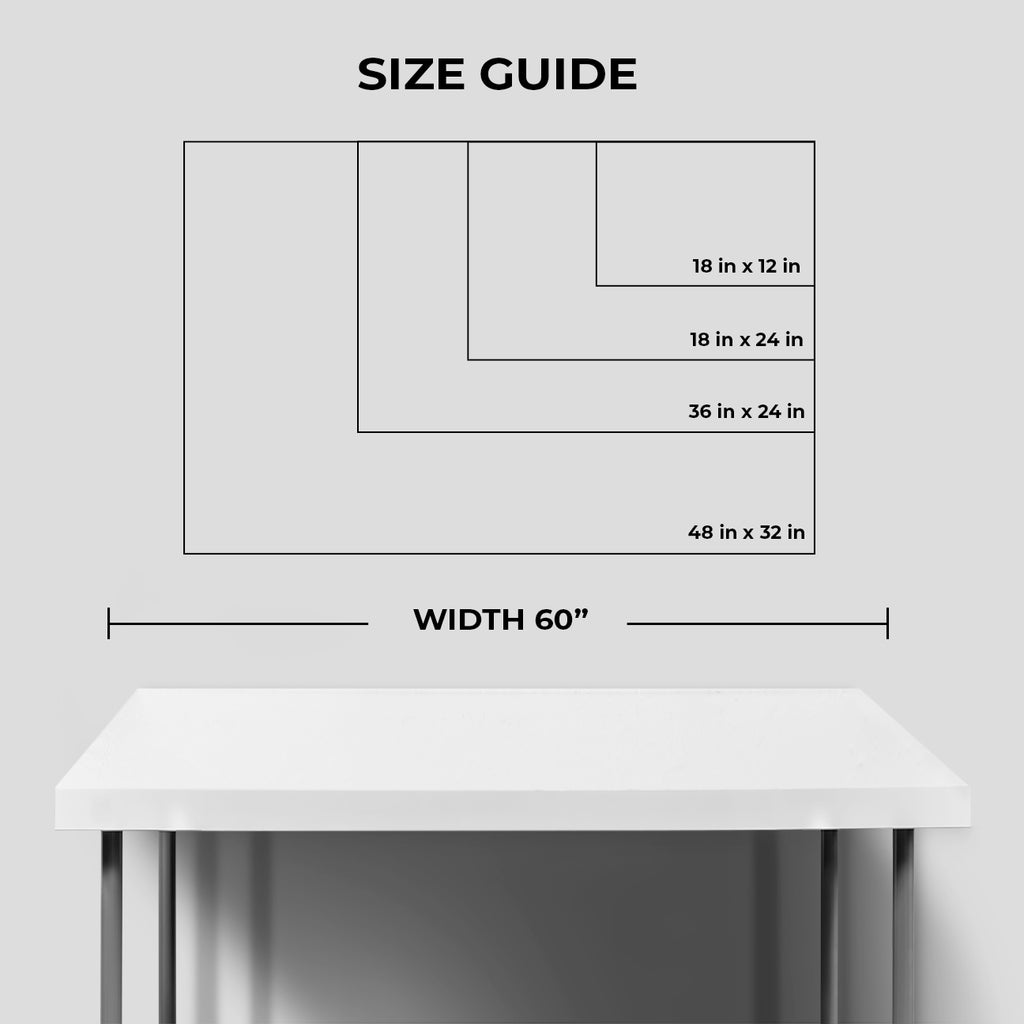 Canvas District horizontal canvas size guide showing available wall art dimensions
