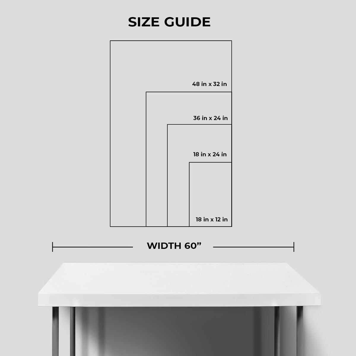 Canvas District vertical canvas size guide showing available wall art dimensions