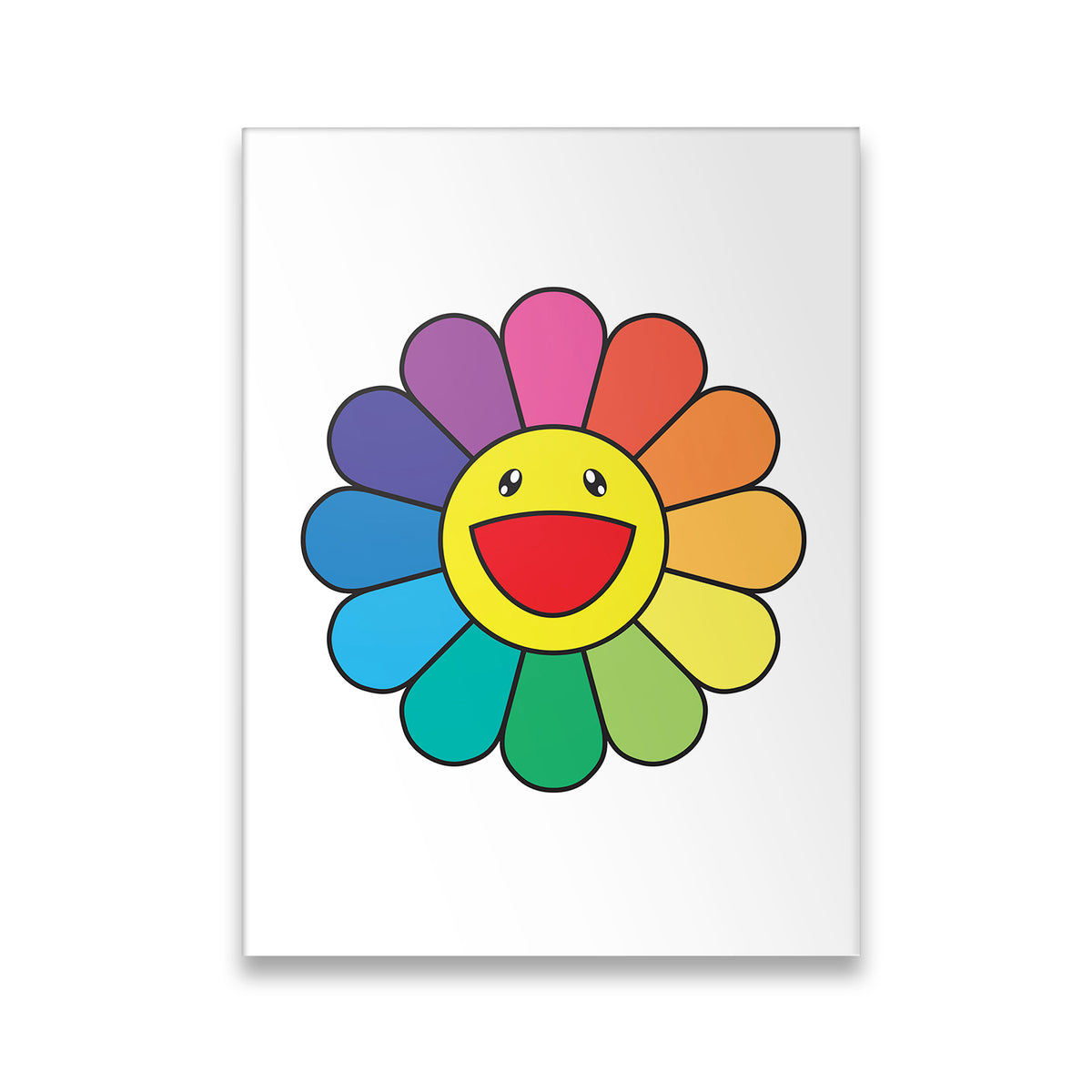 Rainbow Sunflower Takashi Murakami Canvas Wall Art front view on premium gallery-wrapped canvas