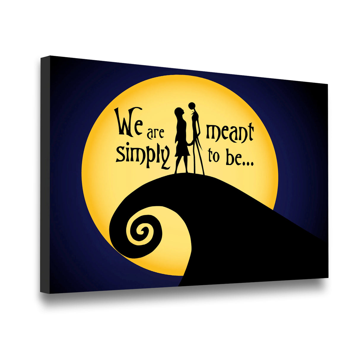 Jack and Sally Nightmare Before Christmas canvas wall art gallery-wrapped side profile showing depth and print quality