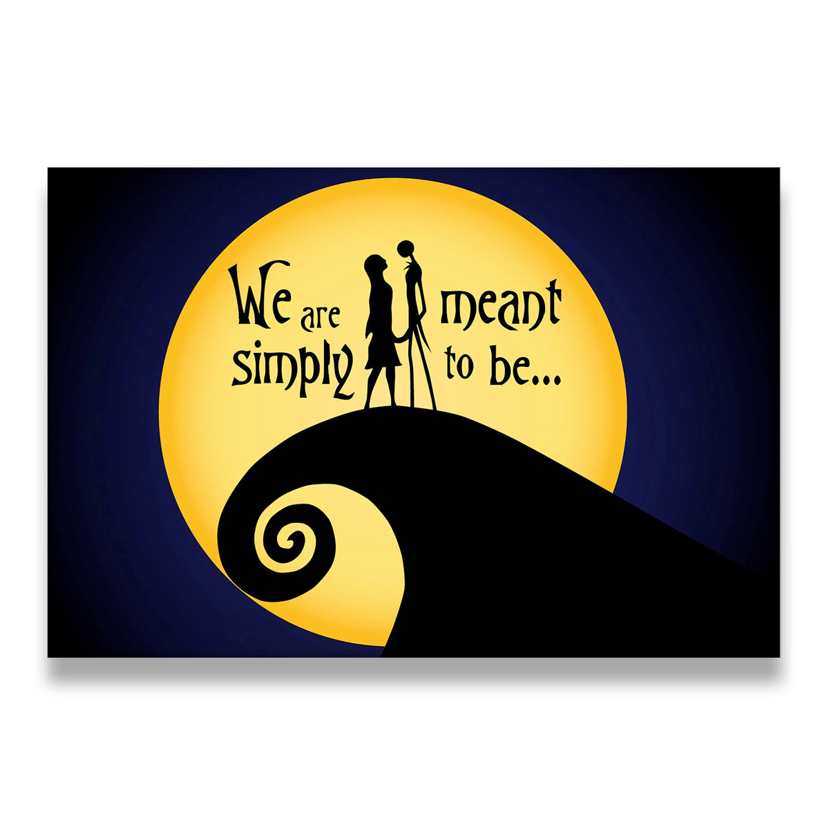 Jack and Sally silhouette moonlit Nightmare Before Christmas 'We Are Simply Meant to Be' canvas wall art flat view