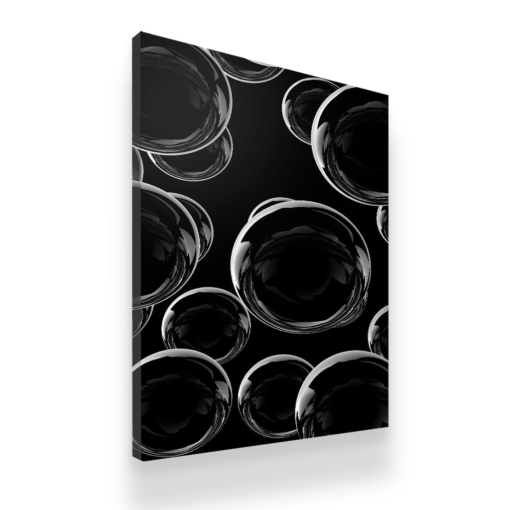Chrome Circles Mirrors Canvas Wall Art side angle showing wrapped canvas depth and print detail