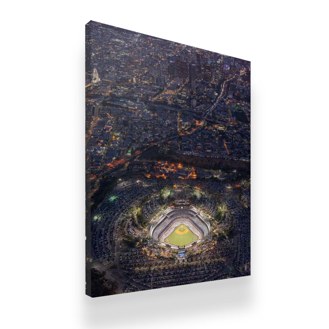 Los Angeles Dodgers Stadium Canvas Wall Art side angle showing wrapped canvas depth and print detail