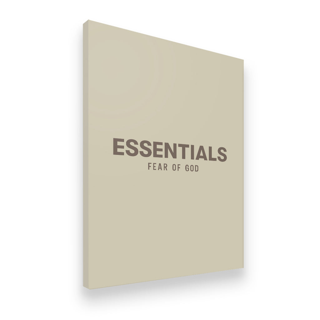 Essentials FEAR OF GOD Canvas Wall Art side angle showing wrapped canvas depth and print detail