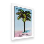 Gallery-wrapped La Palma Loteria #51 canvas wall art angled view showing depth and print quality