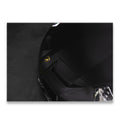 Close-up of a black Lamborghini hood with gold raging bull badge — dramatic overhead shot on dark canvas wall art