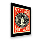 Make Art Not War canvas wall art side angle view showing premium wrapped canvas with bold graphic street art print