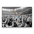 Messi The Great Win Canvas Wall Art front view on premium gallery-wrapped canvas
