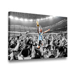 Messi The Great Win Canvas Wall Art side angle showing wrapped canvas depth and print detail