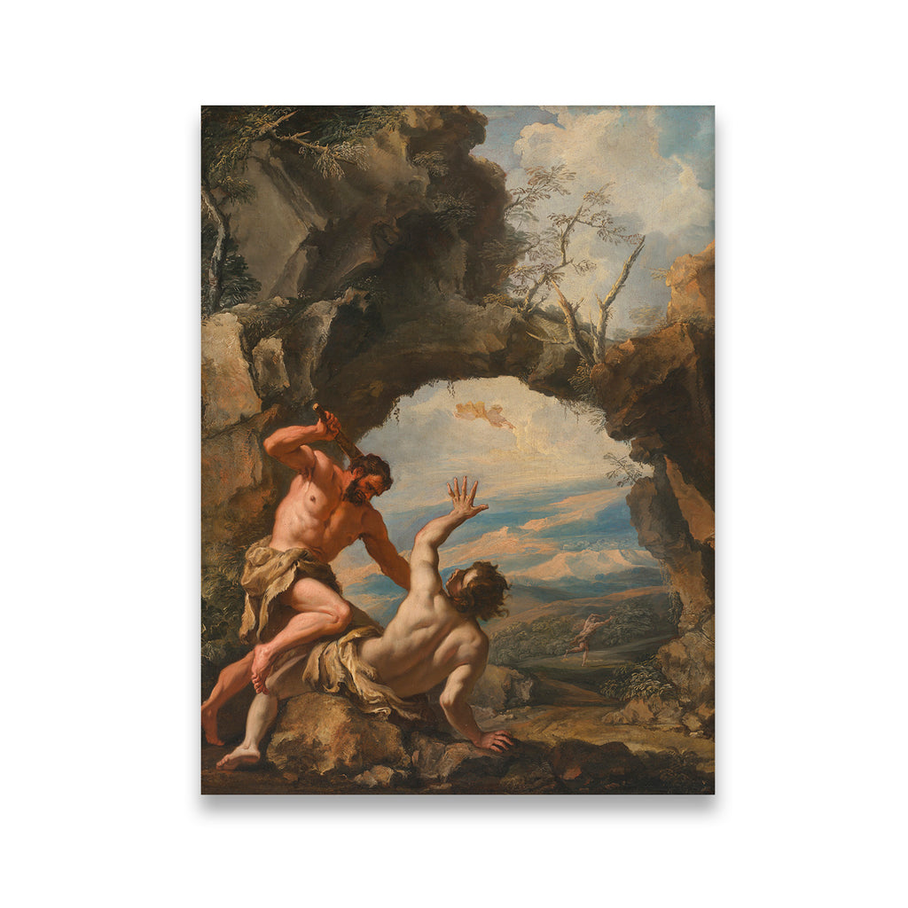 Cain Smiting Abel Sebastian Ricci Canvas Wall Art front view on premium gallery-wrapped canvas